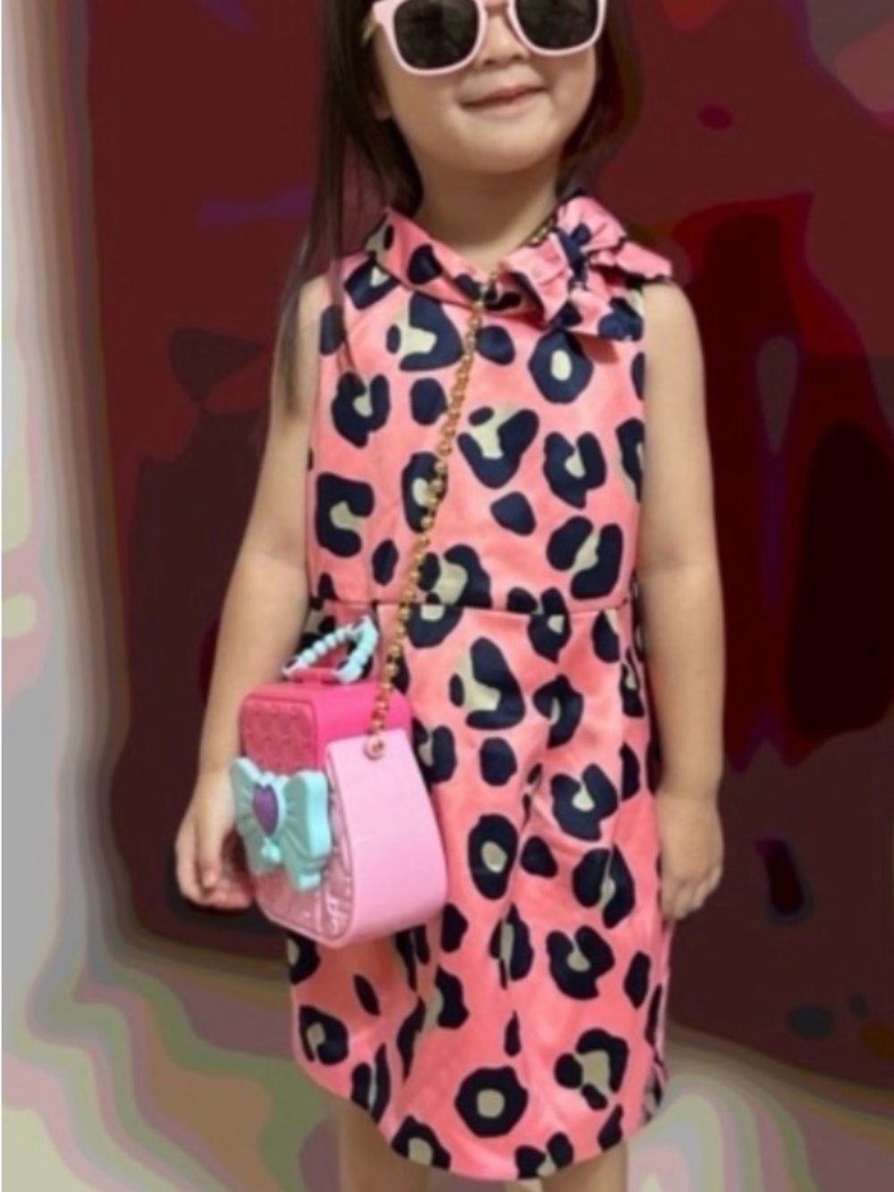 Janie and Jack Baby Girl’s Pink  Cheetah Leopard Party Dress Size 6